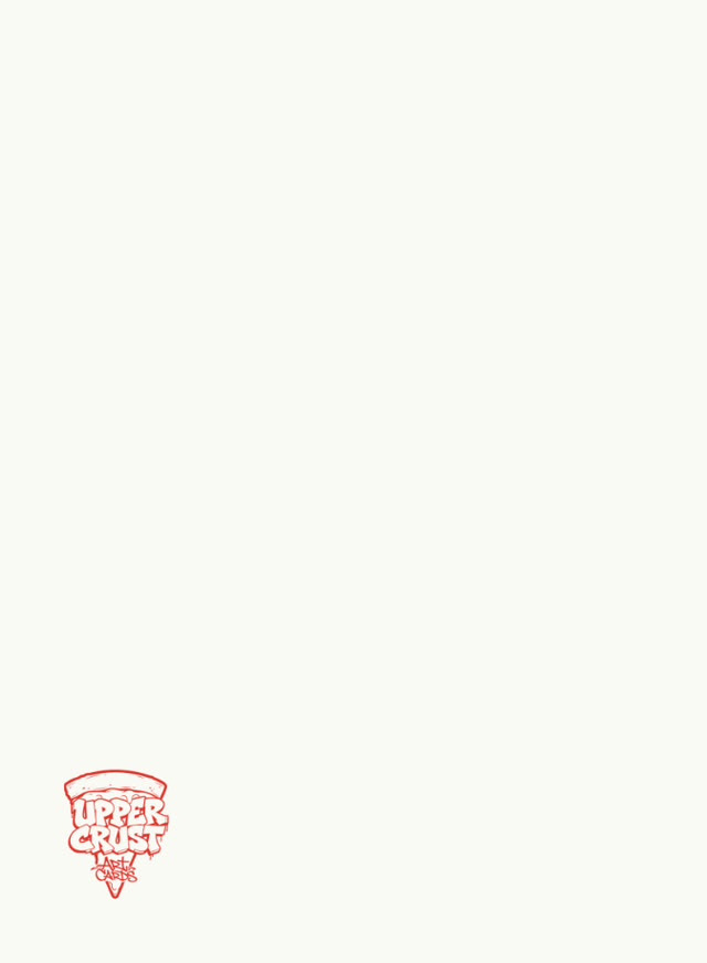 The front of a blank Upper Crust sketch card, with a small logo in the corner