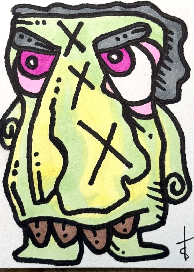 Road 8's original sketch card for Big Nose Jawn