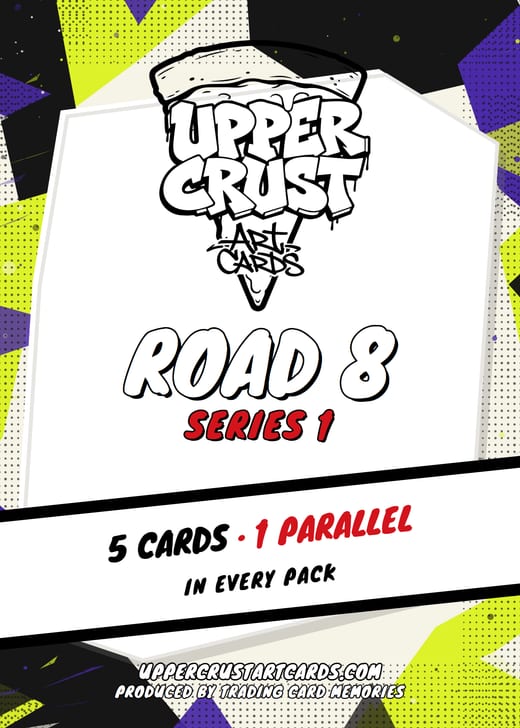 Pack label with a purple and lime background